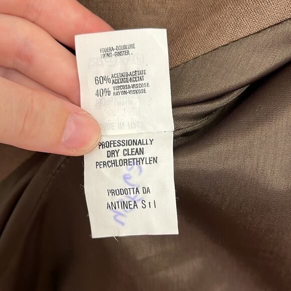 Emporio Armani 100% Linen Single Button Long Blazer Structured Italy - EU 42 - Picture 9 of 12